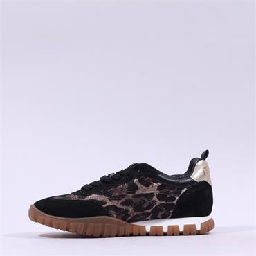 Mjus T Toe Retro Laced Trainer - Black Leopard